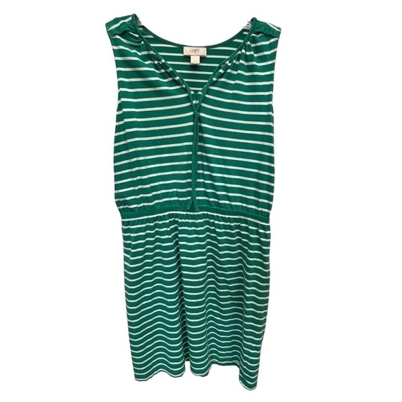 Ann Taylor LOFT Green & White Striped Dress, Summer Dress, Size Medium - Picture 5 of 13